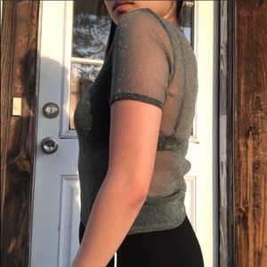 Brandy Melville Green Mesh Top